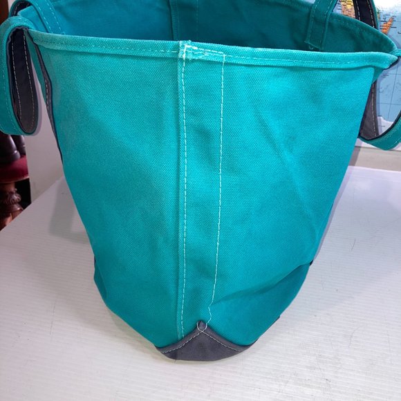 Vintage L.L. Bean Boat & Tote Canvas Bag Teal/Blue "TIPSEA" Embroidered 22x14 - Picture 4 of 12